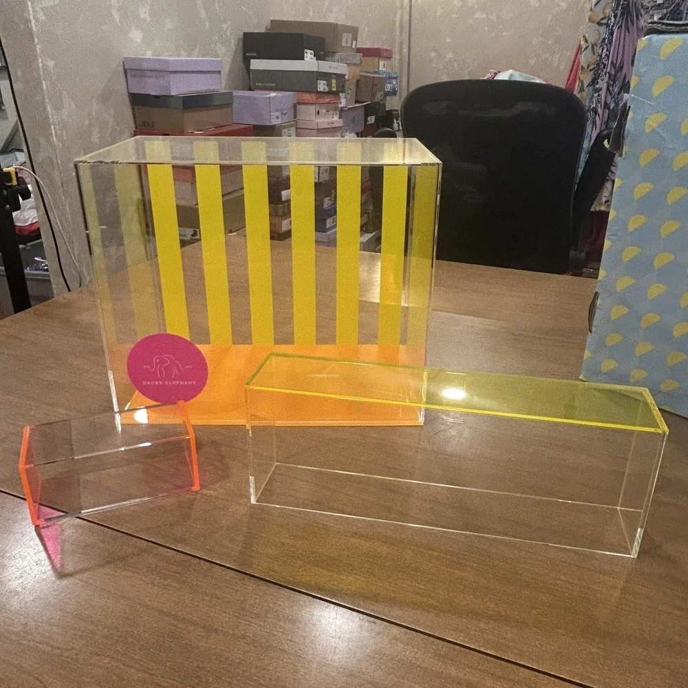 Drunk Elephant Acrylic Display Box Riser Set Multi-Color Organizer Decor Storage